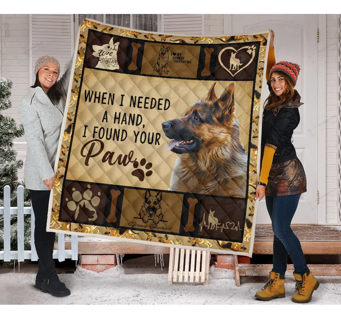 Throw Blanket, Quilt - German Shepherd I Found Your Paw Sherpa Fleece