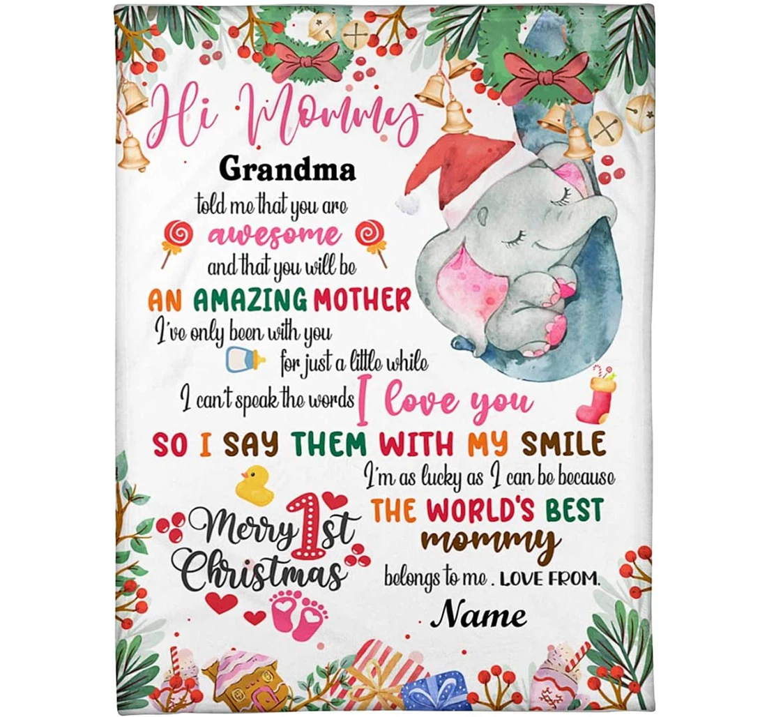 Throw Blanket, Quilt - Personalized To My Expecting Mom Elephant Family From New Born Baby Customized Elephant Sleeping Xmas Decorate Gifts Sherpa Fleece