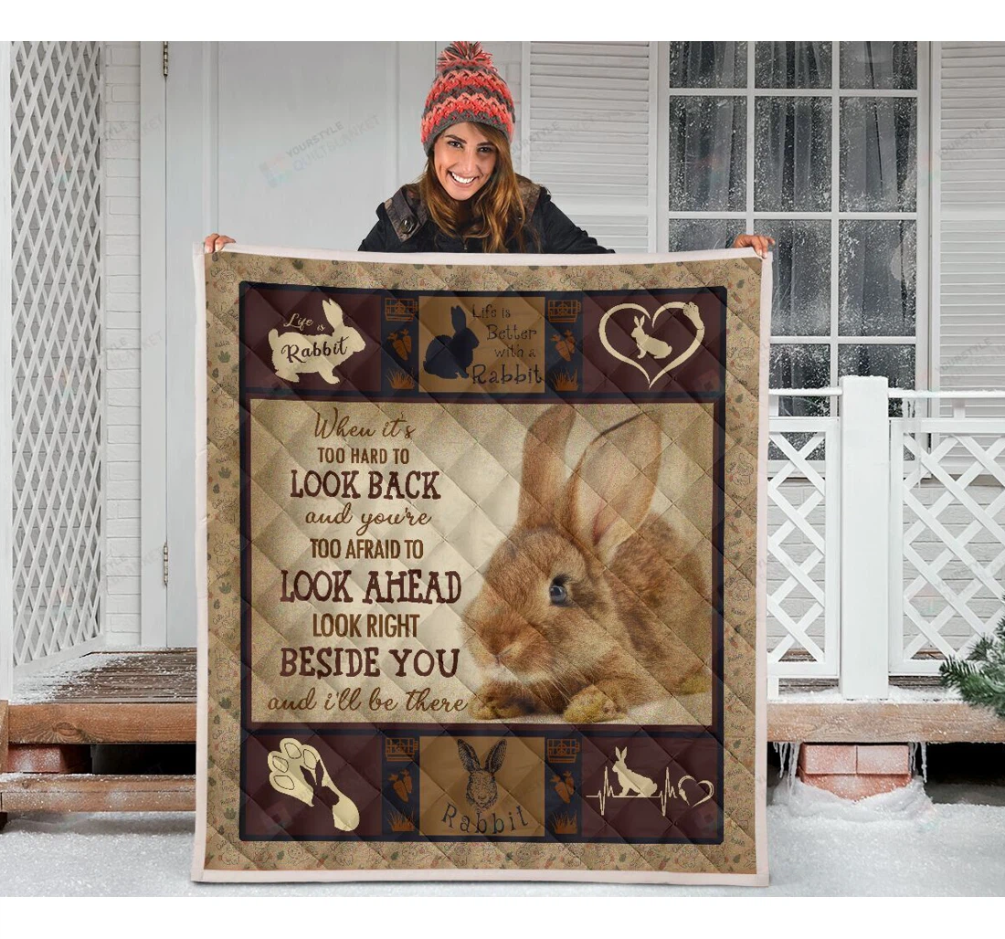 Throw Blanket, Quilt - Rabbit Beside You And I'll Be There Sherpa Fleece