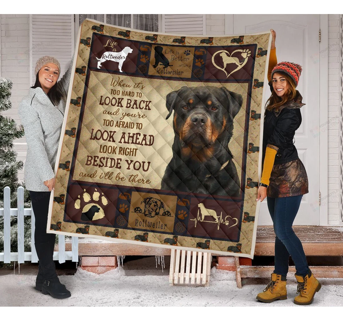 Throw Blanket, Quilt - Rottweiler Beside You And I'll Be There Sherpa Fleece