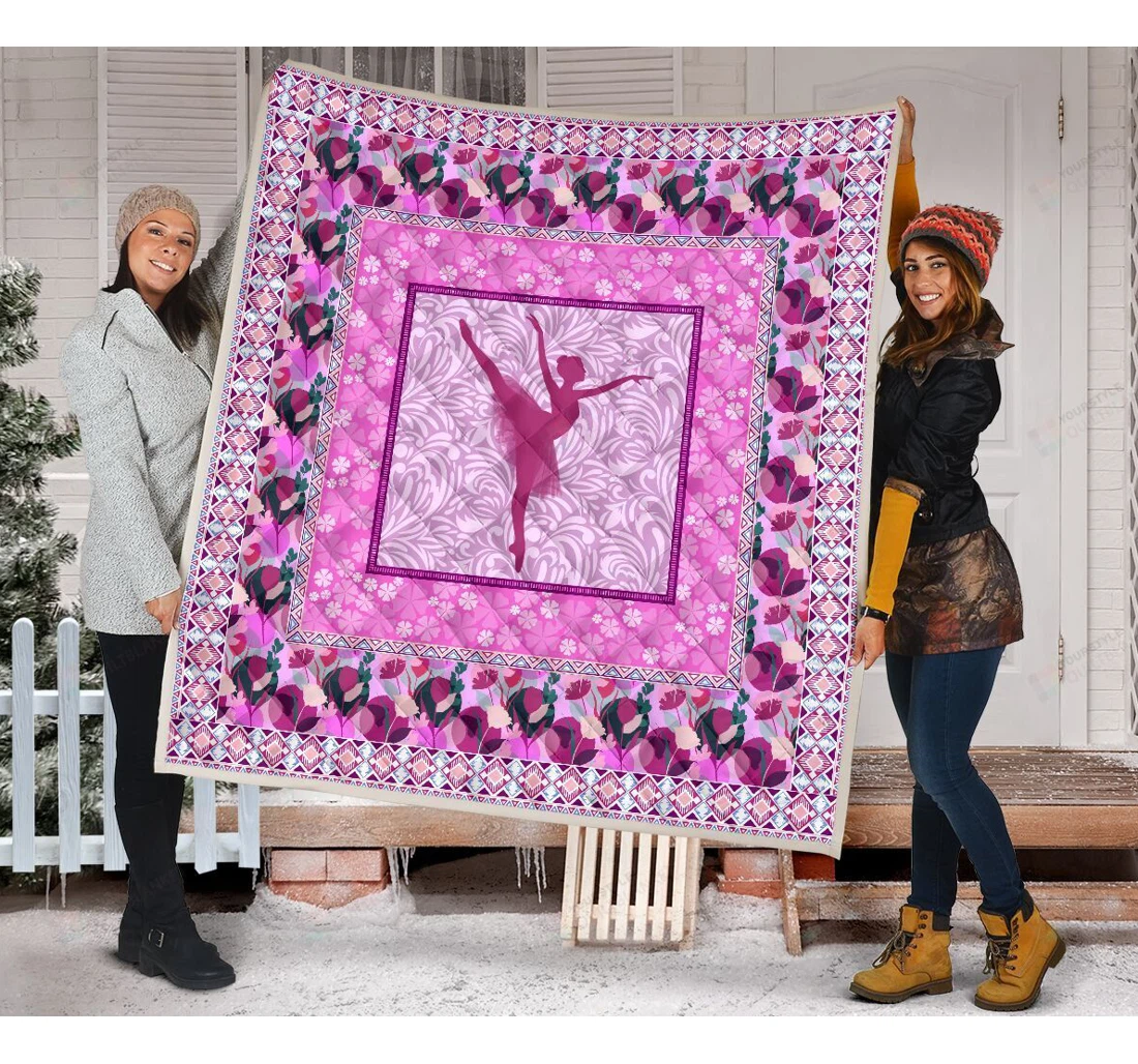 Throw Blanket, Quilt - Dance Flowers Pink Sherpa Fleece