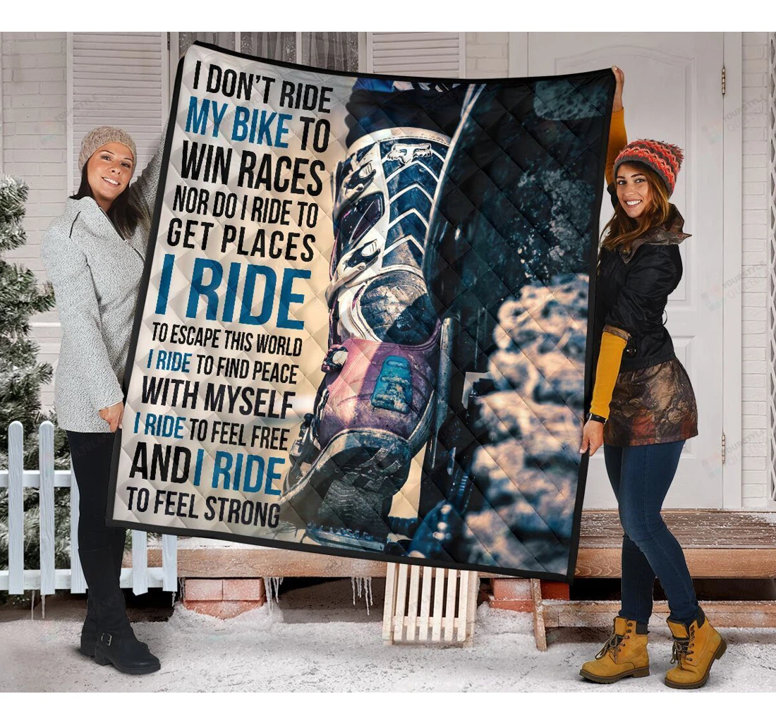 Throw Blanket, Quilt - I Don't Ride My Bike To Win Race Sherpa Fleece