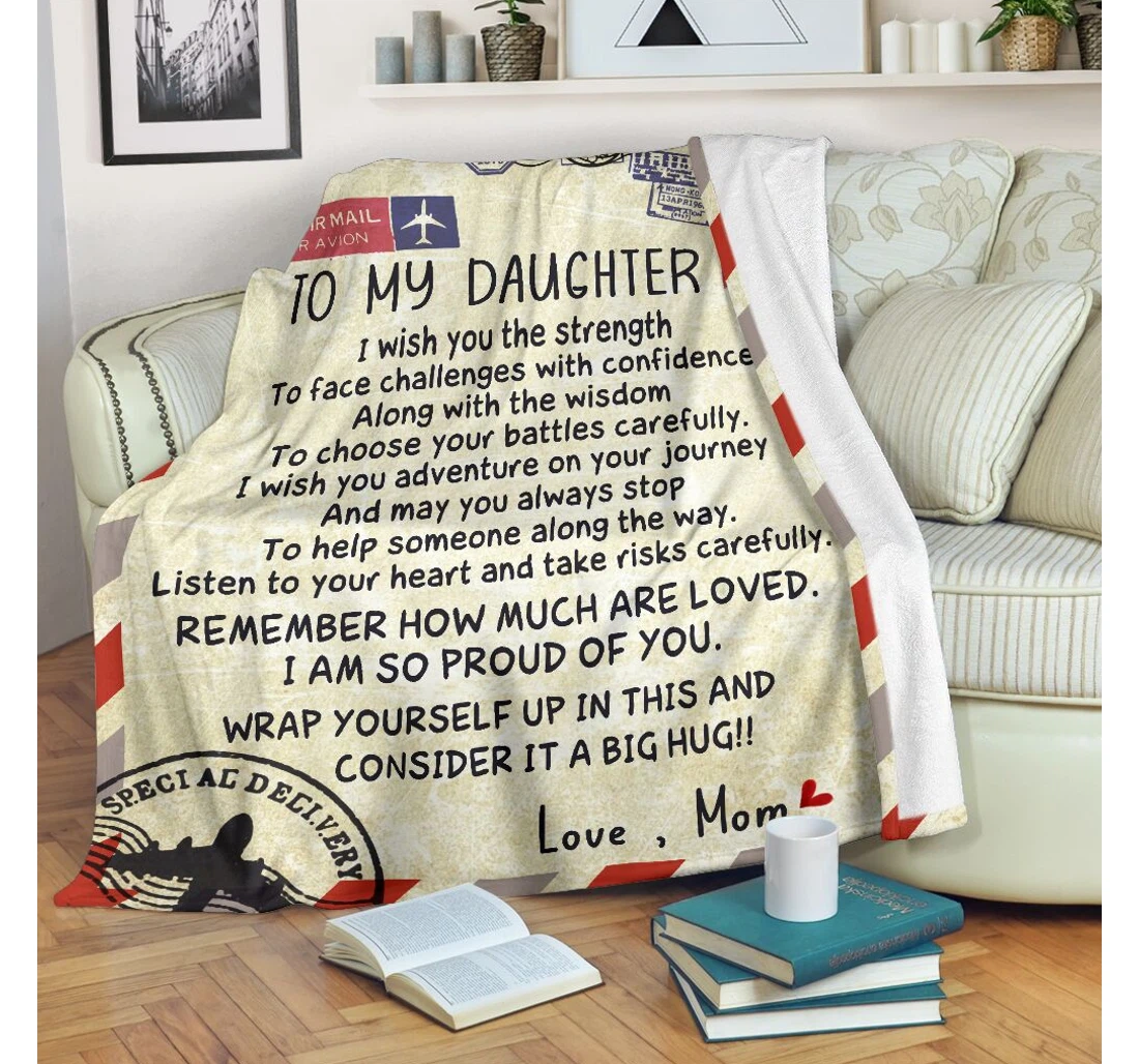 Throw Blanket, Quilt - To My Daughter Air Mail From Mom Sherpa Fleece