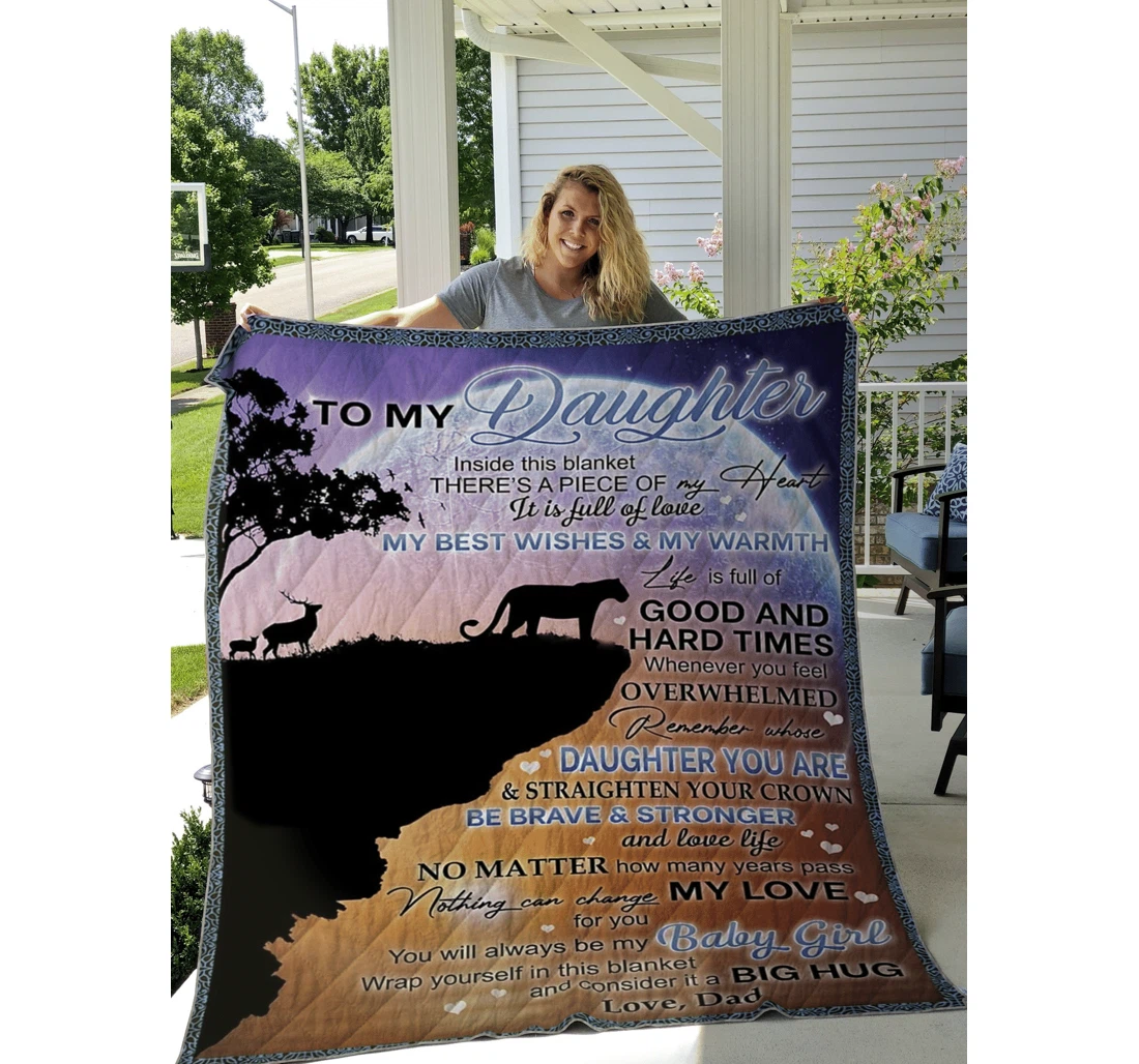 Throw Blanket, Quilt - To My Daughter From Dad Sherpa Fleece