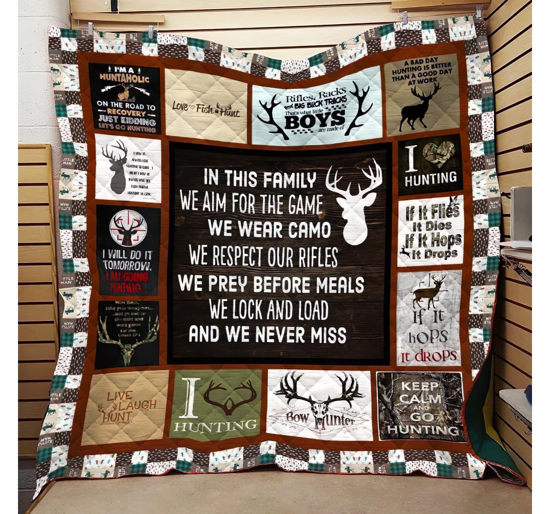 Throw Blanket, Quilt - Deer Hunting Sherpa Fleece