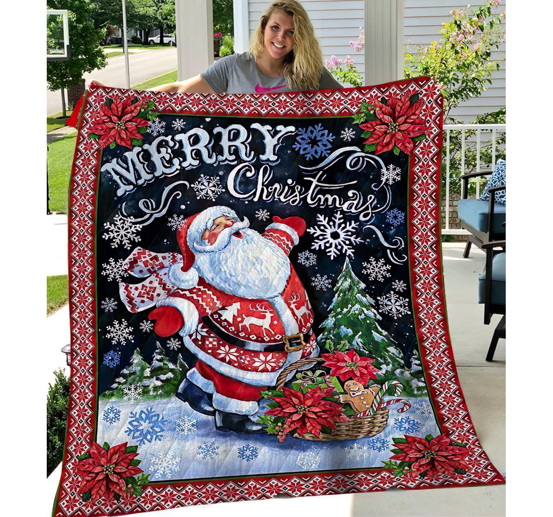 Throw Blanket, Quilt - Santa Sherpa Fleece