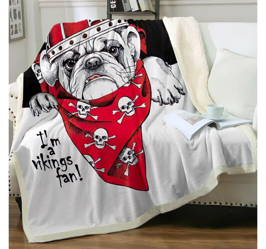 Throw Blanket, Quilt - Viking Dog Animal Bulldog Sherpa Fleece