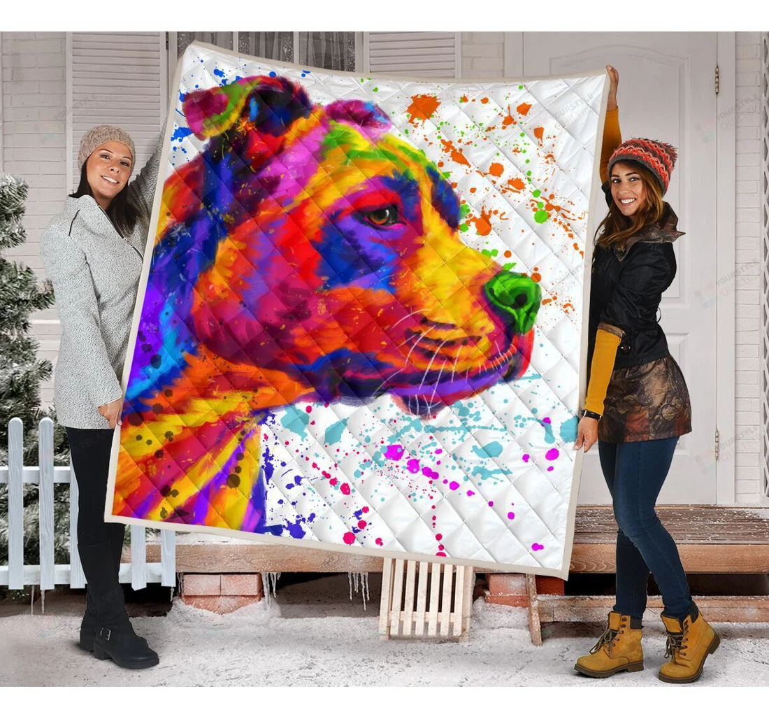 Throw Blanket, Quilt - Watercolor Staffordshire Pattern Sherpa Fleece