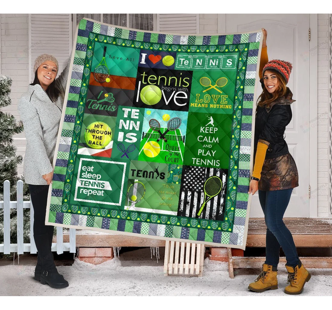 Throw Blanket, Quilt - Tennis Sherpa Fleece