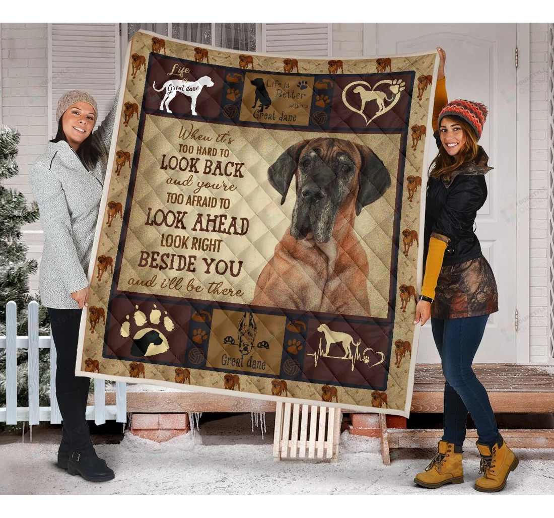 Throw Blanket, Quilt - Great Dane Beside You And I'll Be There Great Gifts Sherpa Fleece