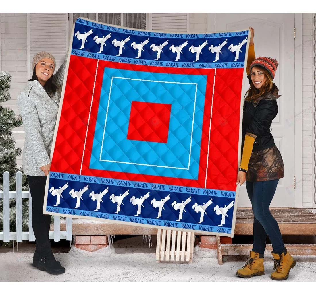 Throw Blanket, Quilt - Karate Court Sherpa Fleece