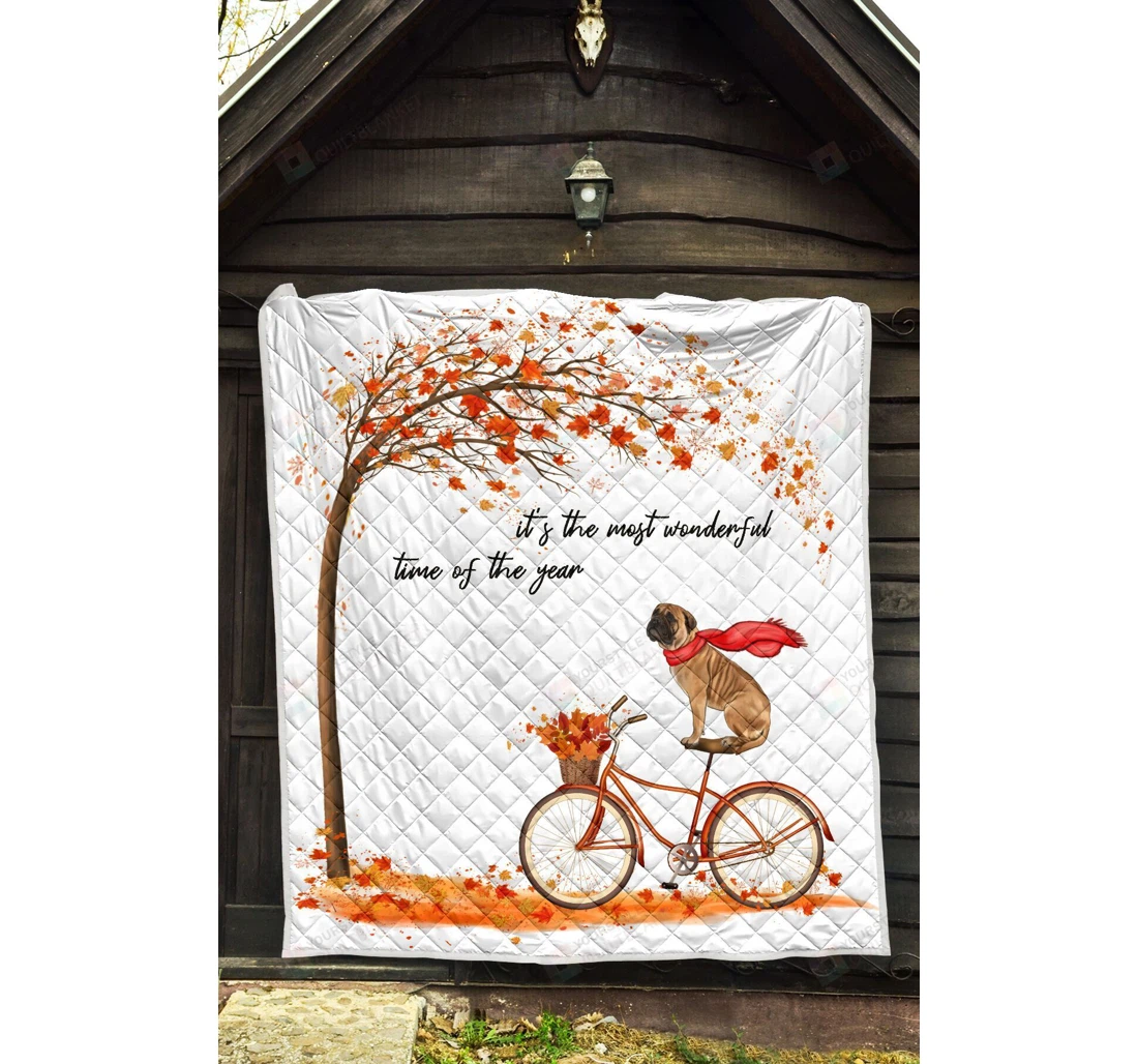 Throw Blanket, Quilt - Bullmastiff It's The Most Wonderful Time Of The Year Sherpa Fleece