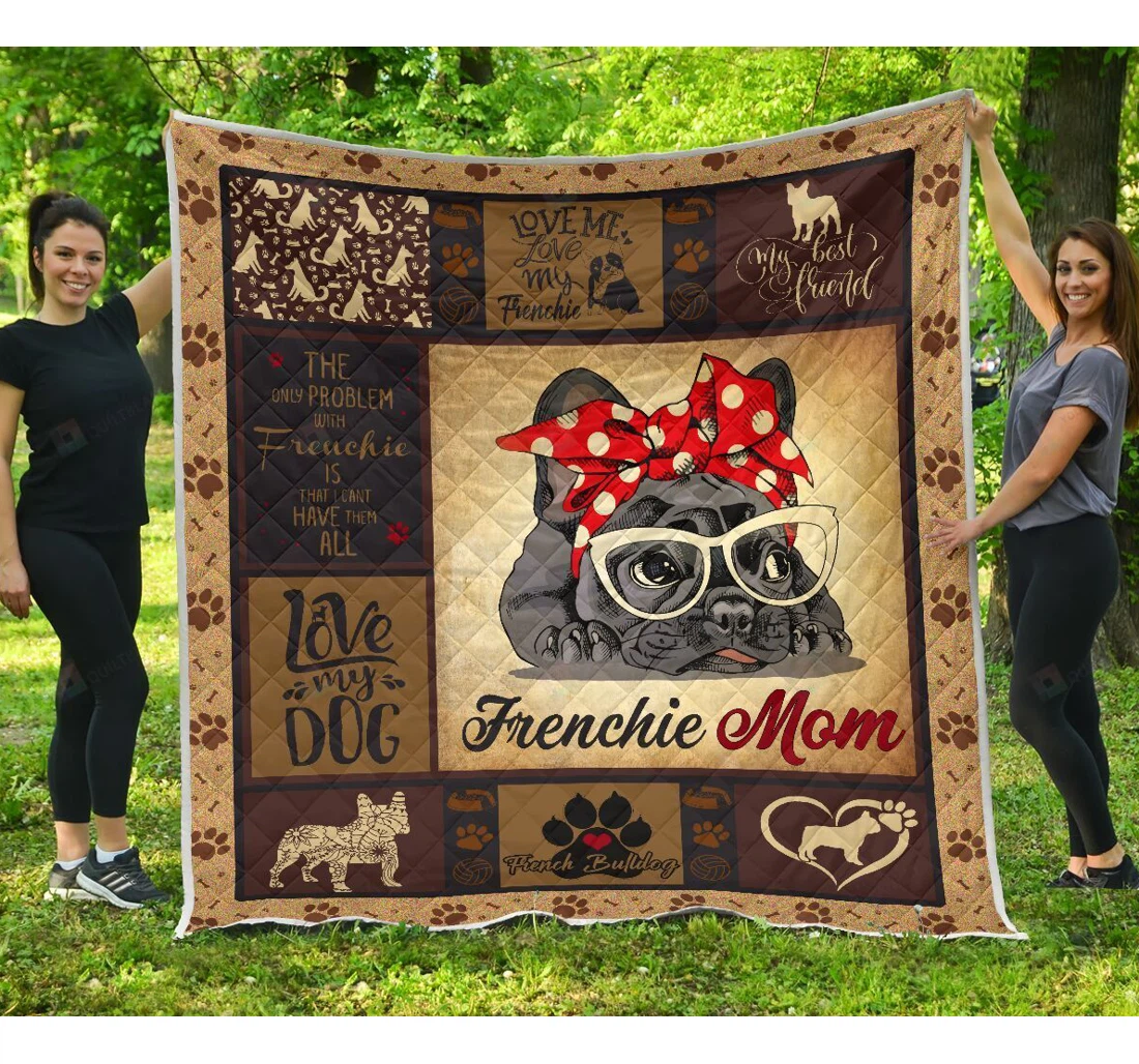 Throw Blanket, Quilt - Frenchie Mom Dog Wearing Red Tie Sherpa Fleece