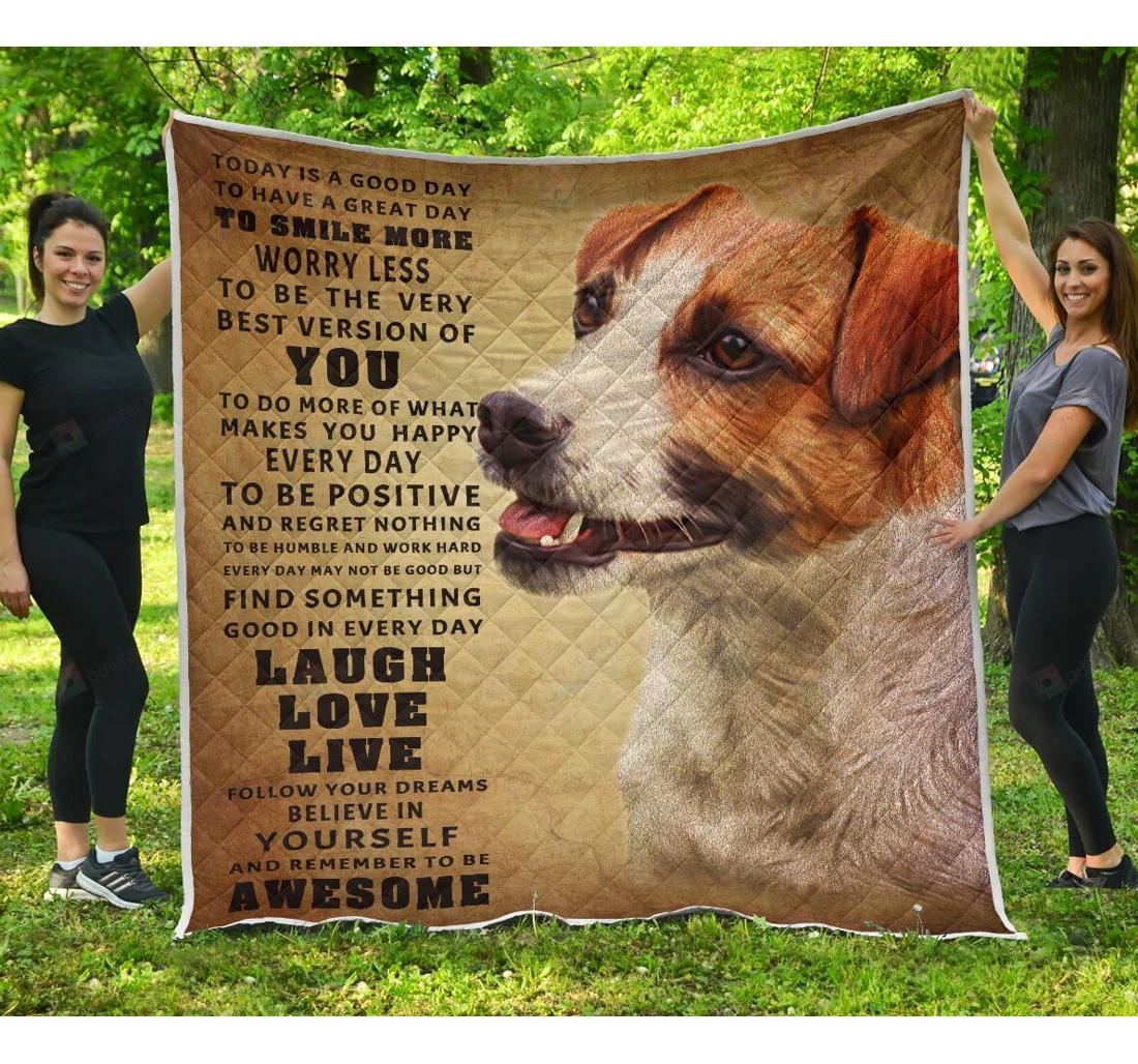 Throw Blanket, Quilt - Jack Russel Photoshoot Of Dog And Quote Sherpa Fleece