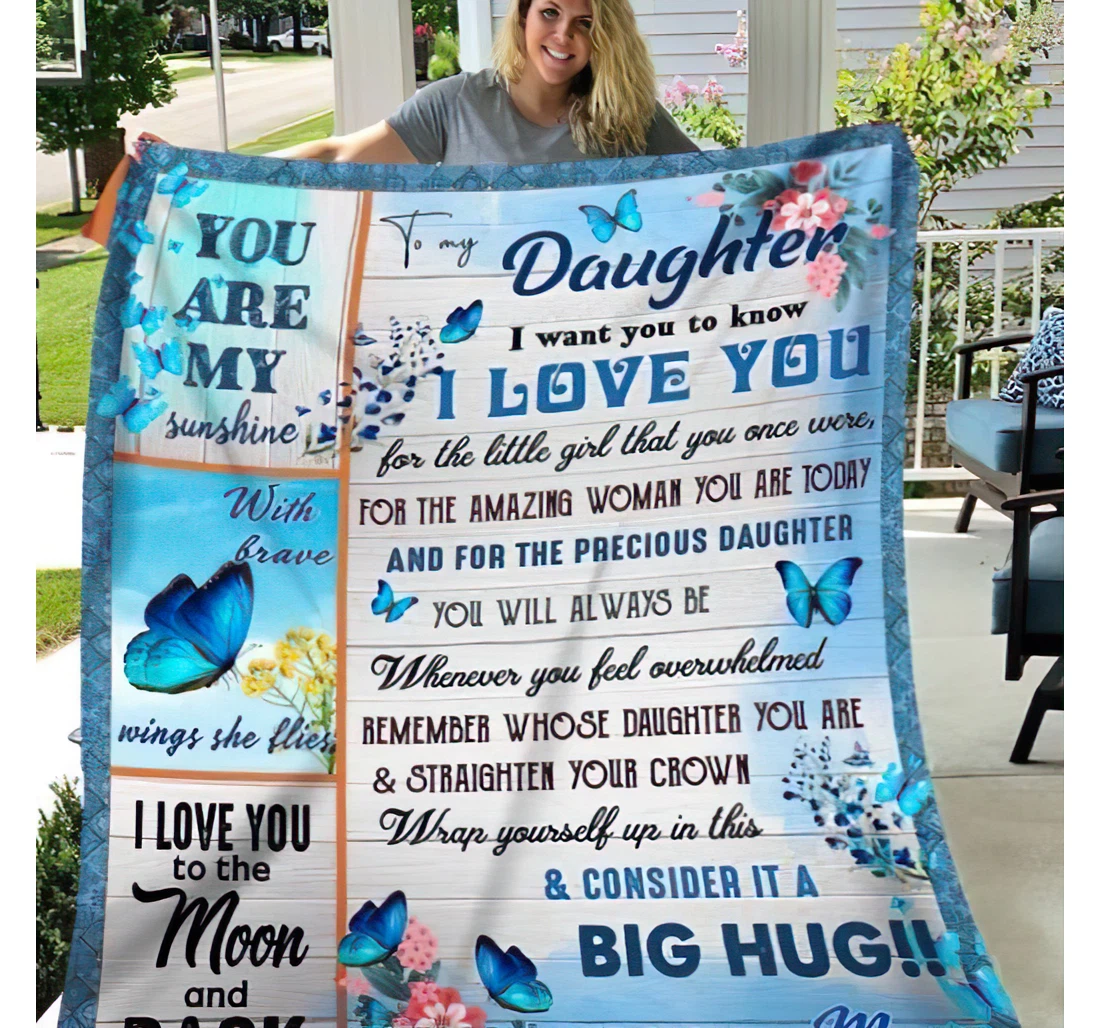 Throw Blanket, Quilt - To My Daughter From Mom Youth Colorful Sherpa Fleece
