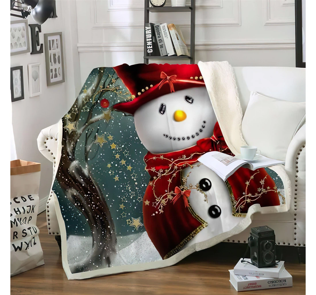 Throw Blanket, Quilt - Snowman Sherpa Fleece