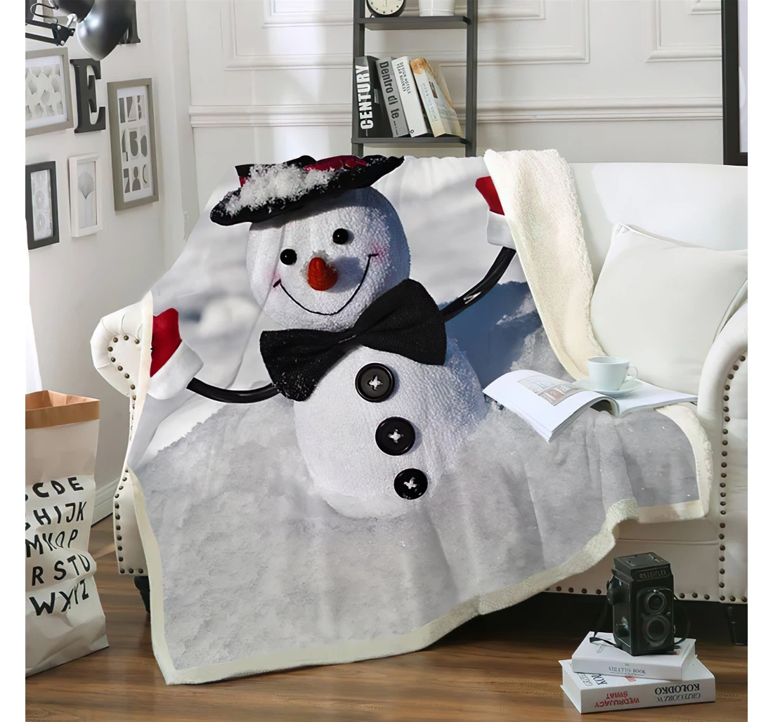 Throw Blanket, Quilt - Snowman Sherpa Fleece