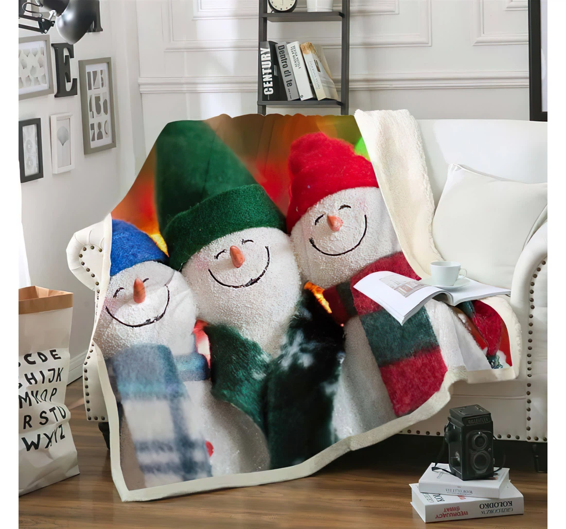 Throw Blanket, Quilt - Snowman Sherpa Fleece