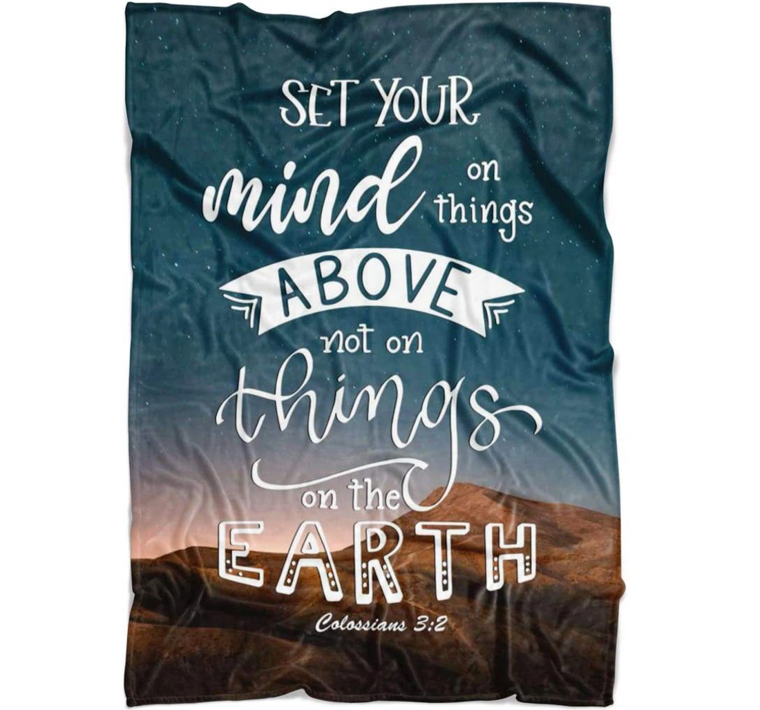 Throw Blanket, Quilt - Set Your Mind On Things Above Sherpa Fleece