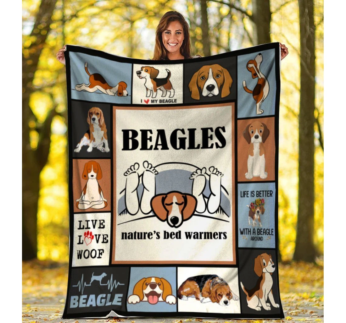 Throw Blanket, Quilt - Beagles Nature's Warmers Beagle Sherpa Fleece