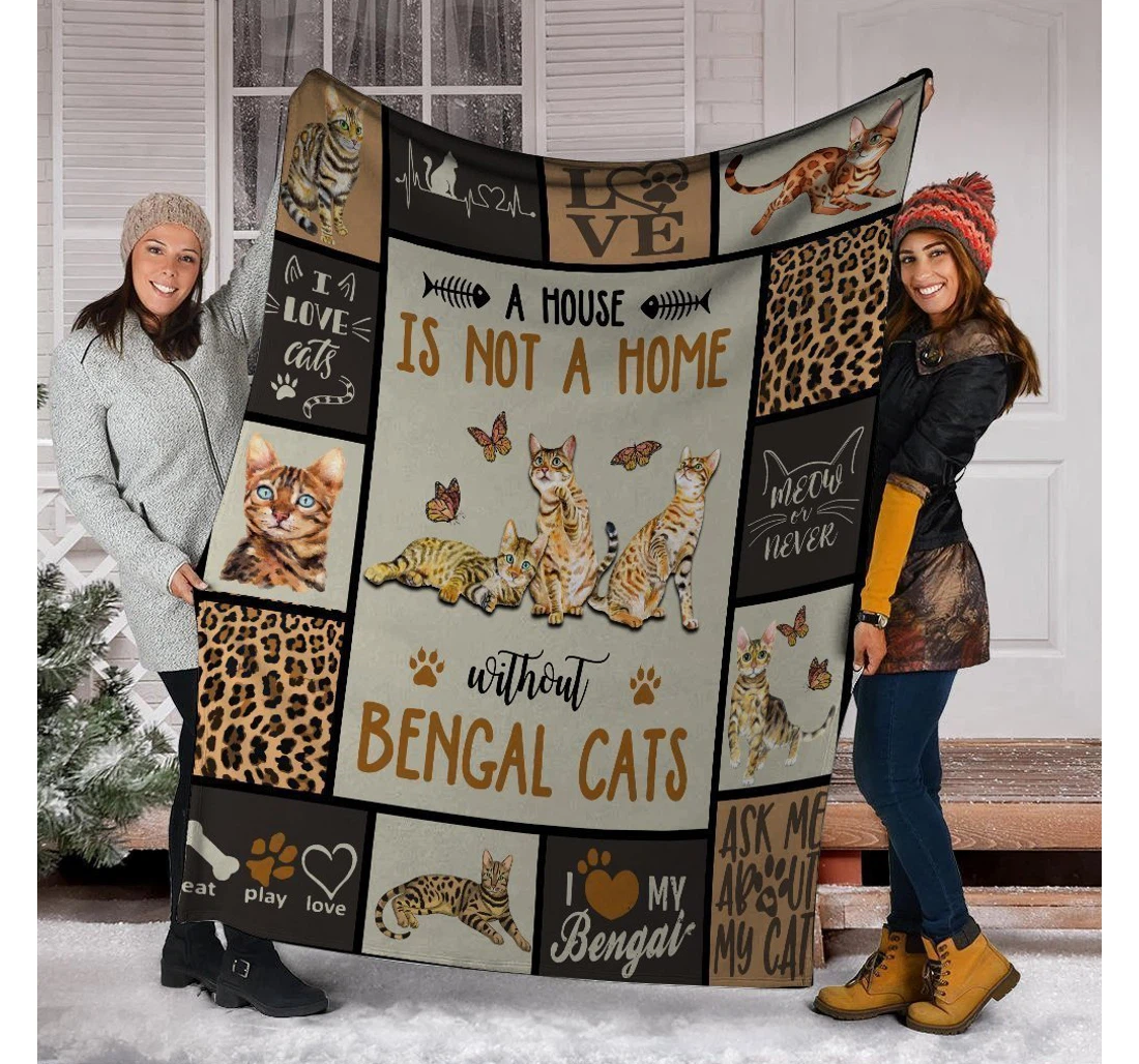 Throw Blanket, Quilt - A House Us Not A Home Without Bengal Sherpa Fleece