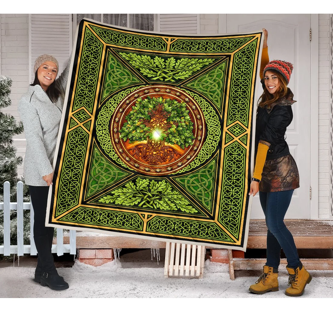 Throw Blanket, Quilt - Tree Of Life St Patrick's Day Sherpa Fleece