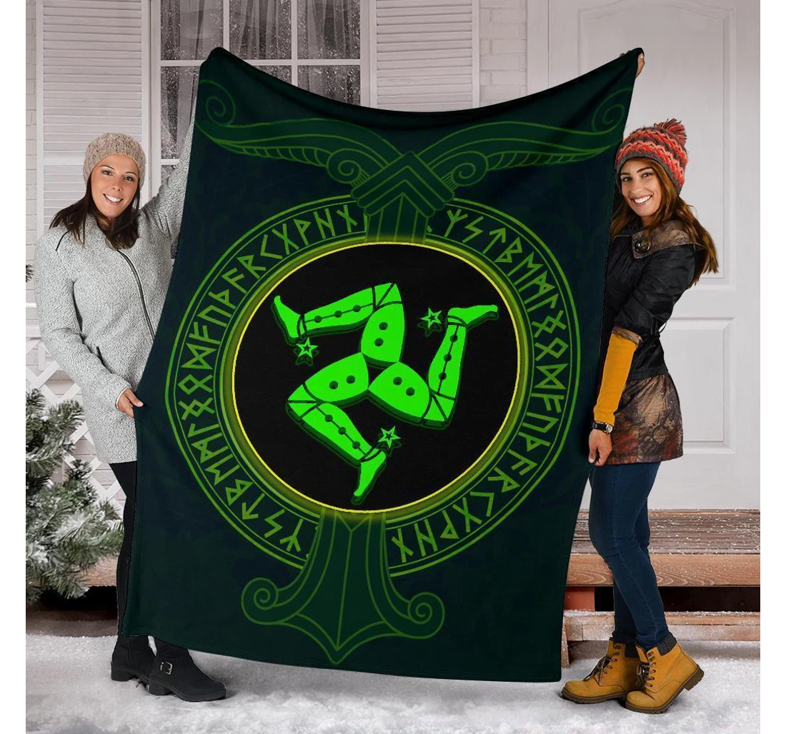 Throw Blanket, Quilt - Isle Of Man Coat Of Arm Patrick's Day Sherpa Fleece