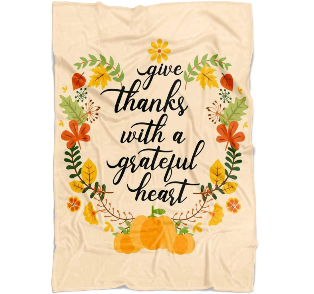 Throw Blanket, Quilt - Give Thanks With A Grateful Heart Sherpa Fleece