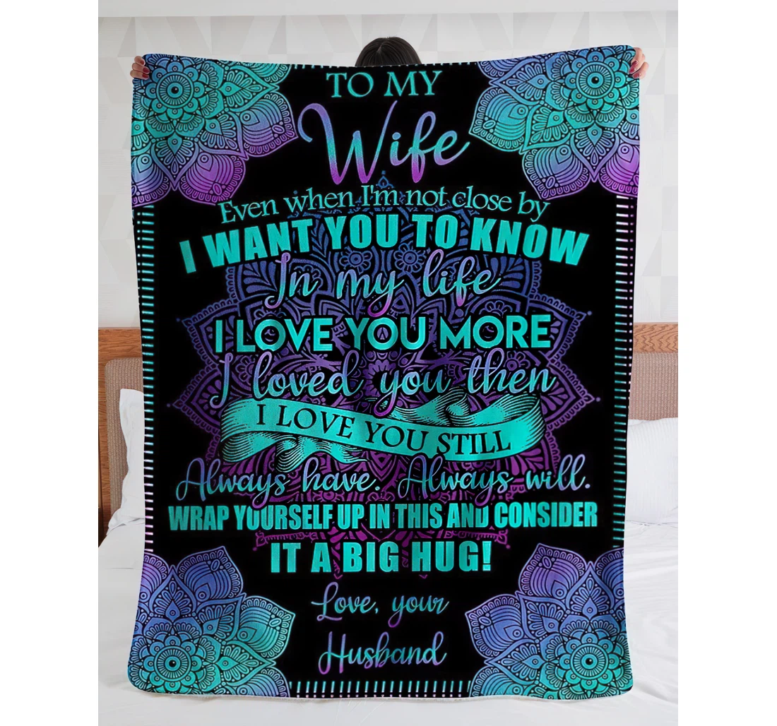 Throw Blanket, Quilt - To My Wife From Husband Sherpa Fleece