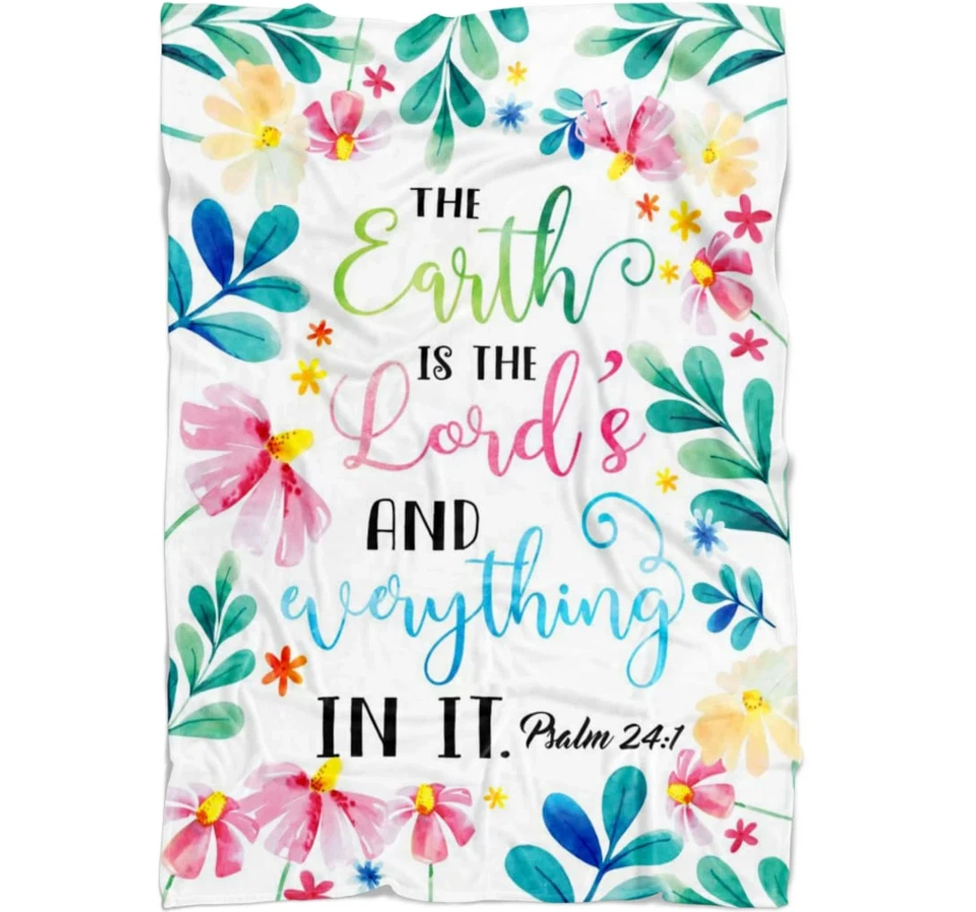 Throw Blanket, Quilt - The Earth Is The Lord And Everything In It Psalm Sherpa Fleece
