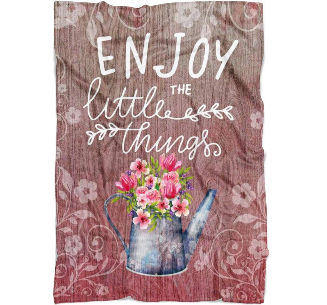 Throw Blanket, Quilt - Enjoy The Little Things Sherpa Fleece