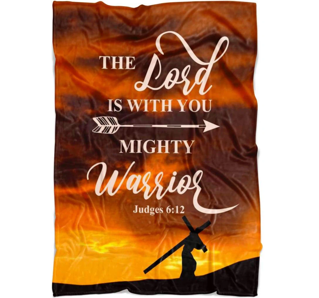 Throw Blanket, Quilt - The Lord Is With You Mighty Warrior Sherpa Fleece