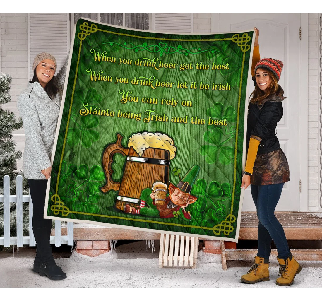 Throw Blanket, Quilt - Beer Irish St Patrick's Day Sherpa Fleece