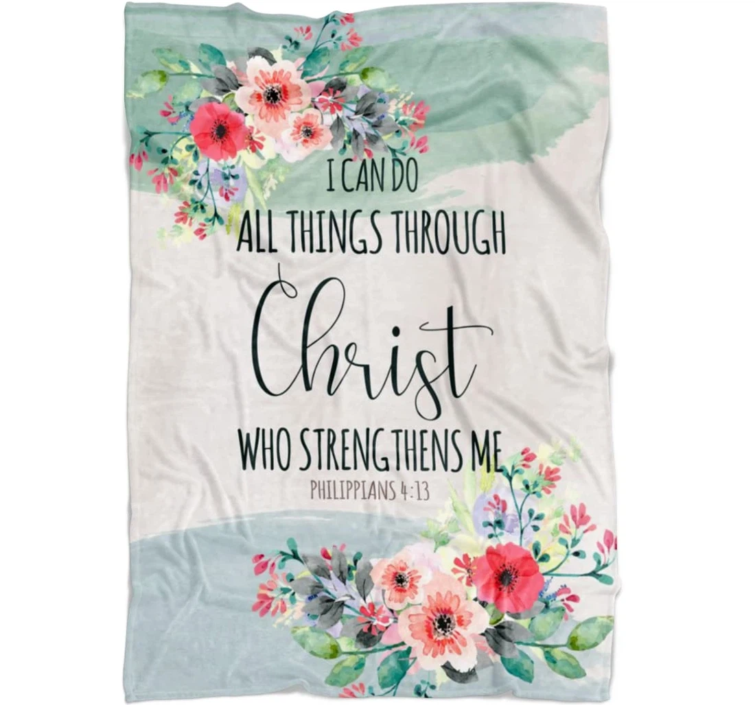 Throw Blanket, Quilt - I Can Do All Things Through Christ Sherpa Fleece