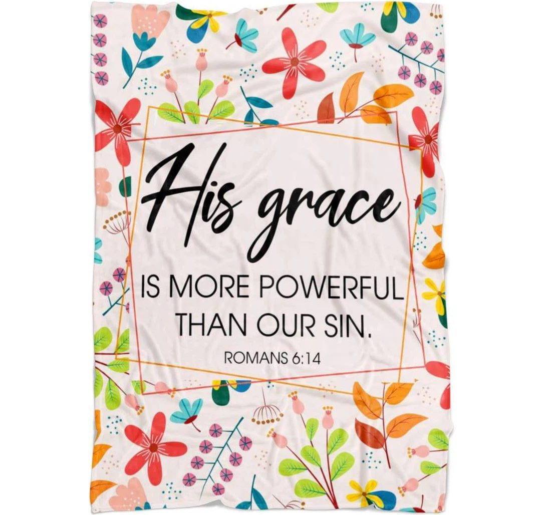 Throw Blanket, Quilt - His Grace Is More Powerful Than Our Sin Sherpa Fleece