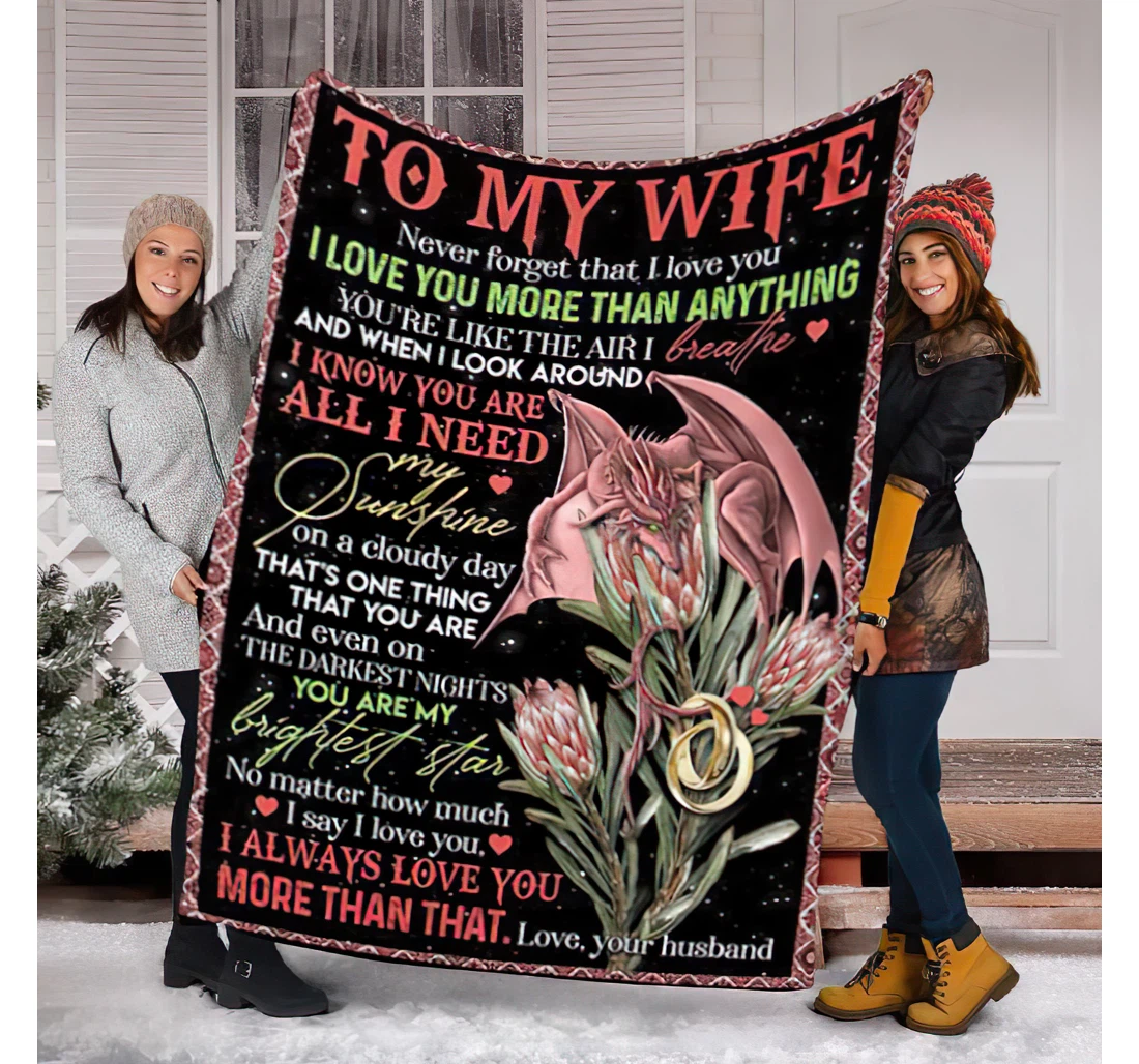 Throw Blanket, Quilt - To My Wife From Husband Sherpa Fleece