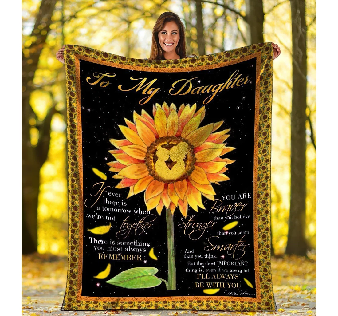 Throw Blanket, Quilt - To My Daughter Hippie Sunflower Mom And Daughter Sherpa Fleece