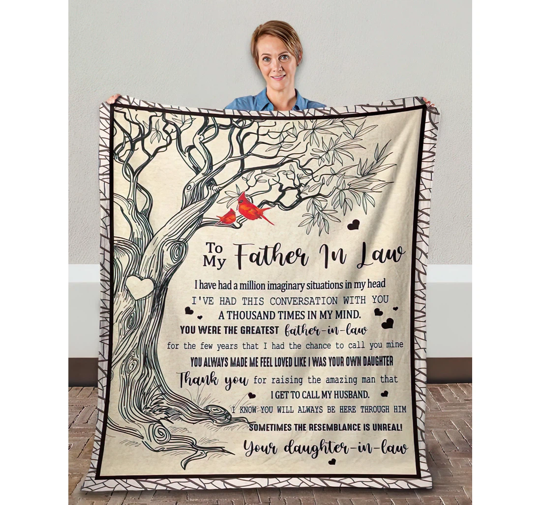 Throw Blanket, Quilt - To My Father In Law In Heaven Dad's Gift Sherpa Fleece