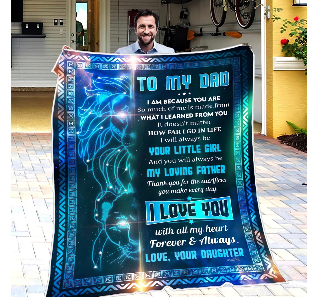 Throw Blanket, Quilt - To My Dad From Daughter Sherpa Fleece
