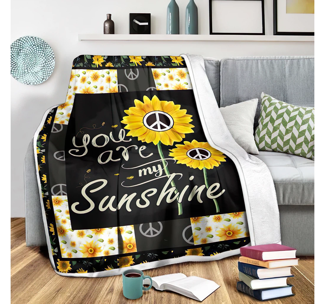 Throw Blanket, Quilt - You Are My Sunshine Sherpa Fleece