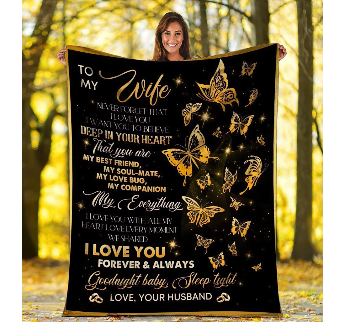 Throw Blanket, Quilt - To My Wife Never Forget That I Love You Sherpa Fleece