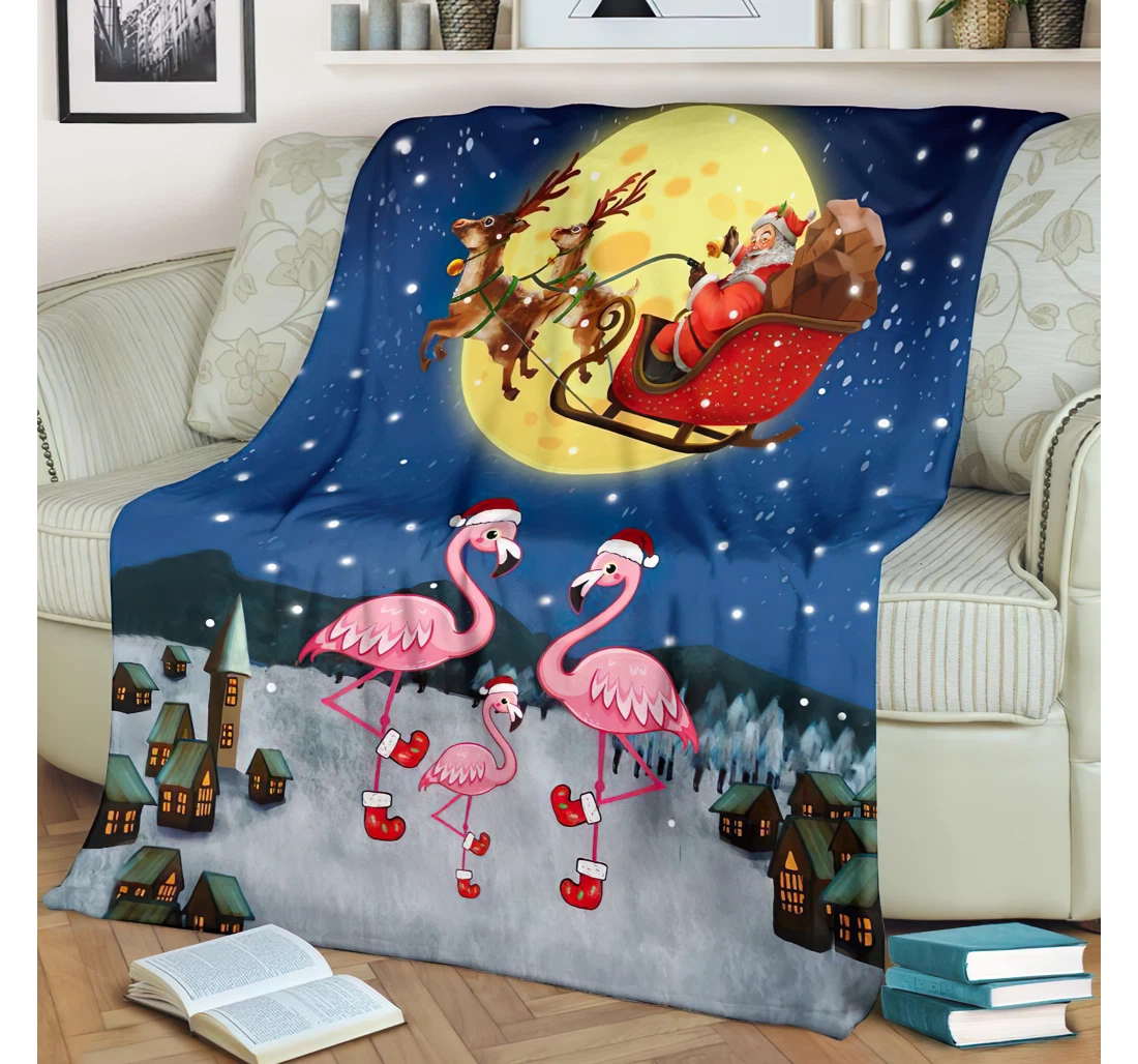 Throw Blanket, Quilt - With Family Flamingo Sherpa Fleece