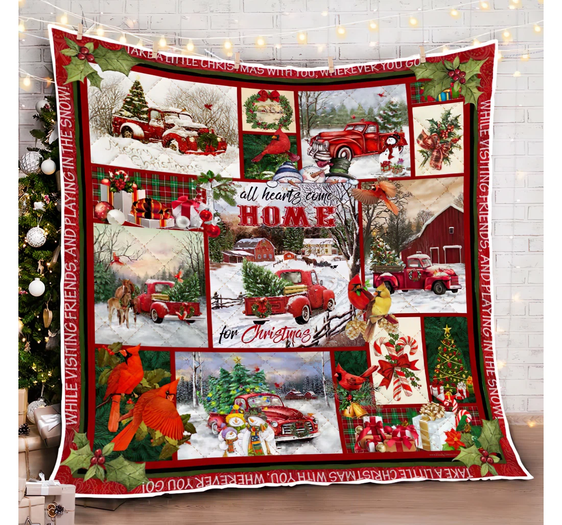 Throw Blanket, Quilt - All Hearts Come Home Sherpa Fleece