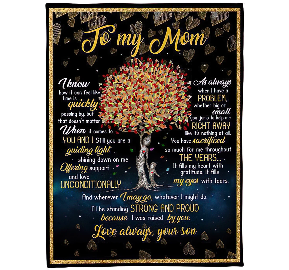 Throw Blanket, Quilt - To My Mom From Son I Was Raised By You Sherpa Fleece