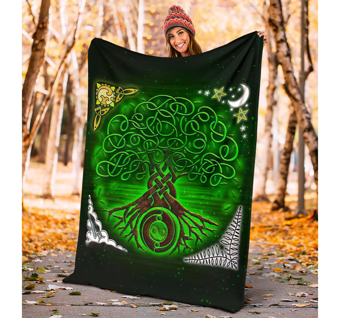 Throw Blanket, Quilt - Tree Of Life With Natural Factors Sherpa Fleece