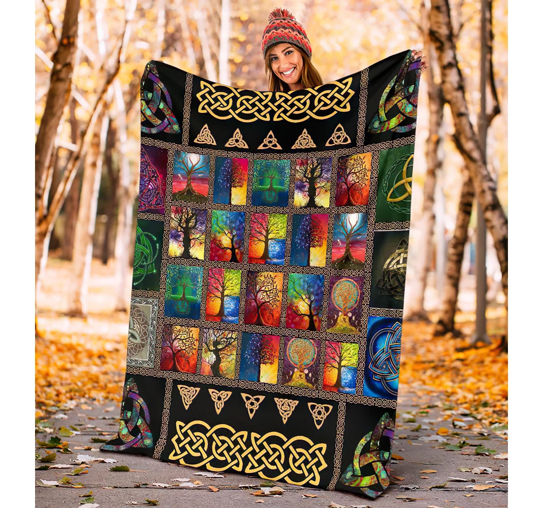 Throw Blanket, Quilt - Celtic Symbols Patrick's Day Sherpa Fleece