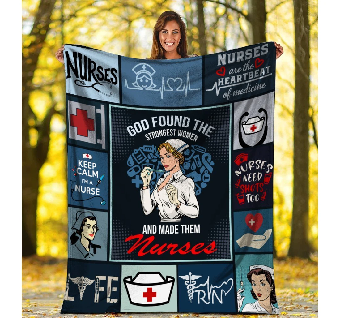 Throw Blanket, Quilt - Nurse God Found The Strongest Woman Sherpa Fleece