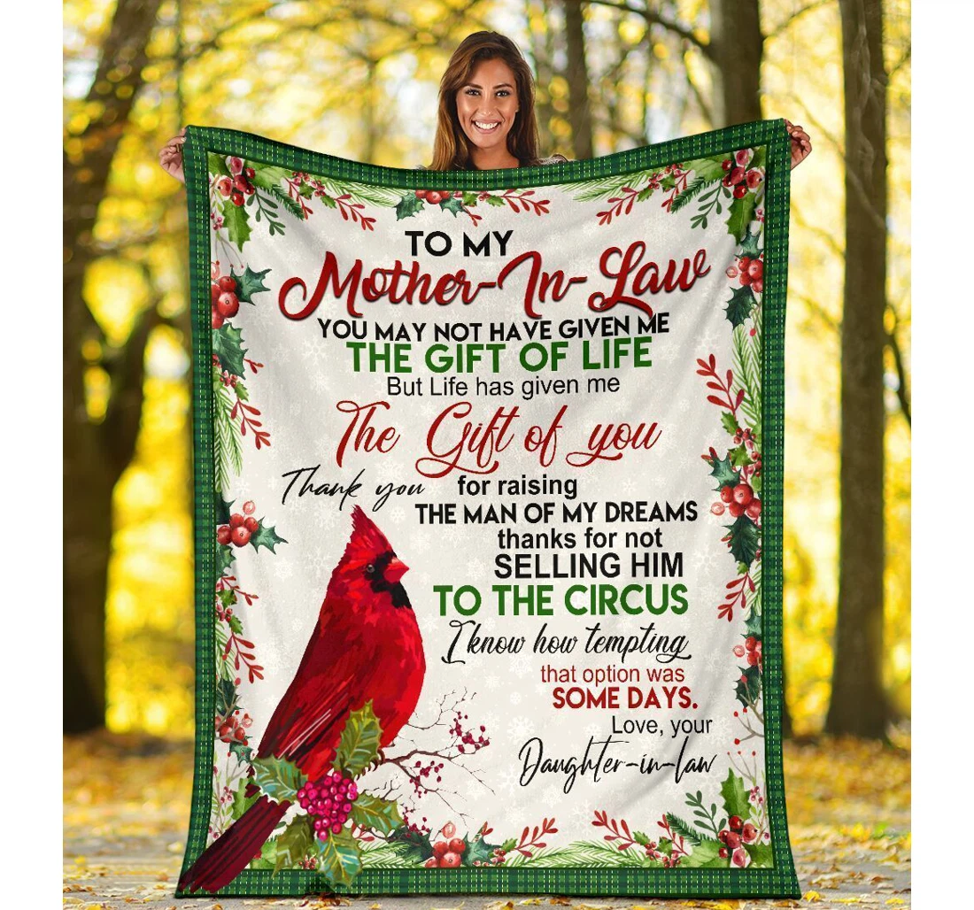 Throw Blanket, Quilt - To My Mother In Law Red Cardinal Bird Fleece Youth Colorful Sherpa Fleece