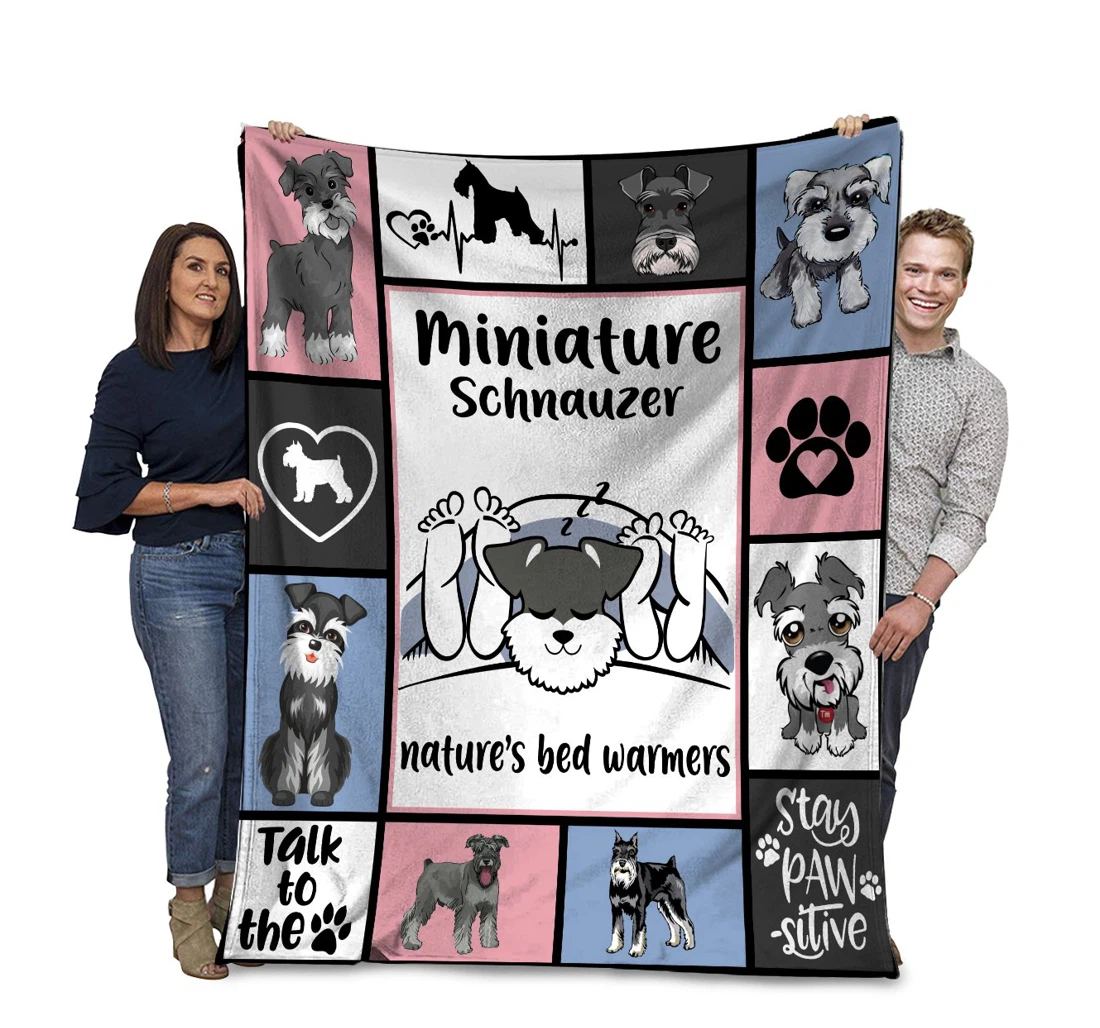 Throw Blanket, Quilt - Miniature Schnauzer Nature's Warmers Schnauzer Dog Sherpa Fleece