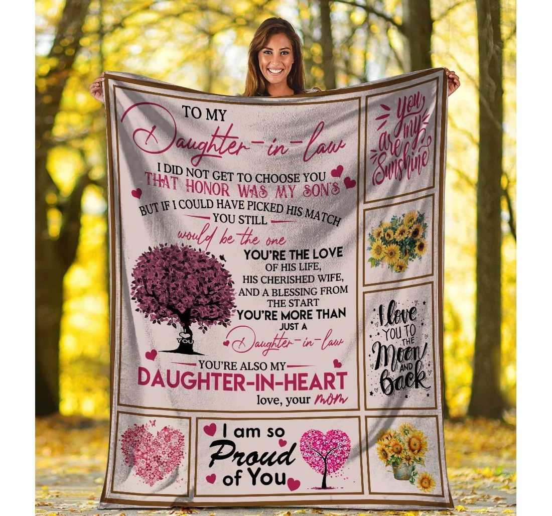 Throw Blanket, Quilt - To My Daughter-in-law Flower Tree Fleece Sherpa Fleece